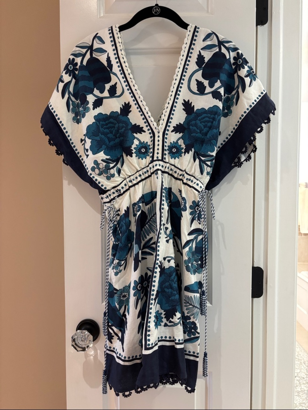 Farm Rio Blue & White Floral V-Neck Dress